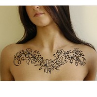 Floral necklace tattoo design