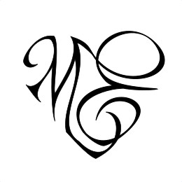 Heart M+E tattoo design