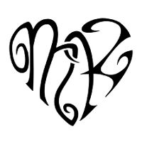 M+K heartigram tattoo: Love, bond