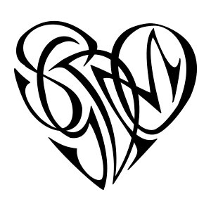 S+G+D+M+O heart tattoo design