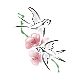 Swallows & flowers tattoo design