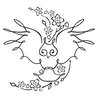 Owl and cherry blossoms tattoo design