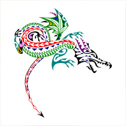 Polynesian style knucker water dragon tattoo