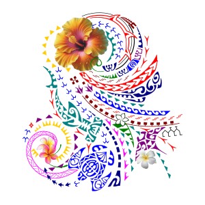 Feminine Polynesian half sleeve tattoo