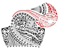Maori Polynesian sleeve and pec tattoo