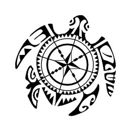 Compass turtle tattoo design