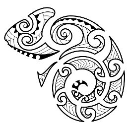 Maori style chameleon tattoo design