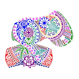 Polynesian half sleeve and pec tattoo