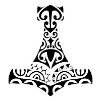 Polynesian Mjolnir tattoo design