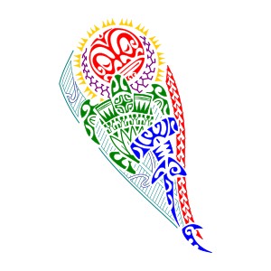 Polynesian man thigh tattoo