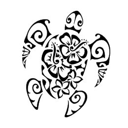 Flowers turtle tattoo design