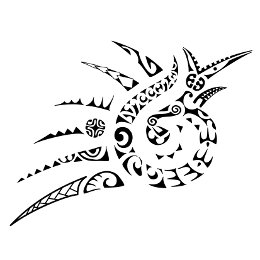 Spiraling sun tattoo design