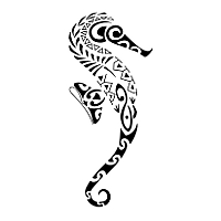 Polynesian seahorse tattoo design