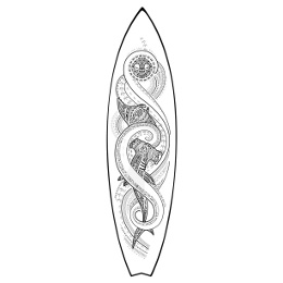 Surfboard tattoo design