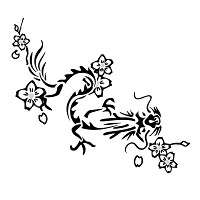 Dragon and cherry blossoms tattoo