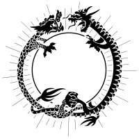 Sun and dragons tattoo design