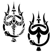 Trishula and ouroboros tattoo design