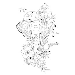 Elephant & butterfly tattoo design