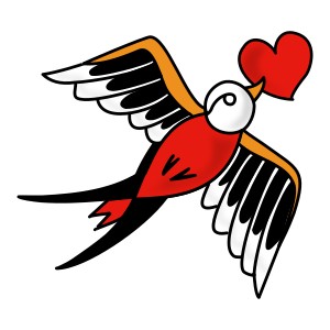 Swallow and heart tattoo: Love