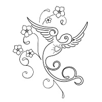 Sparrow and flowers tattoo design