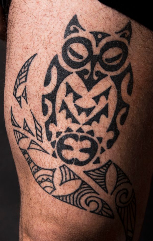 Alexey - Tiki owl tattoo photo