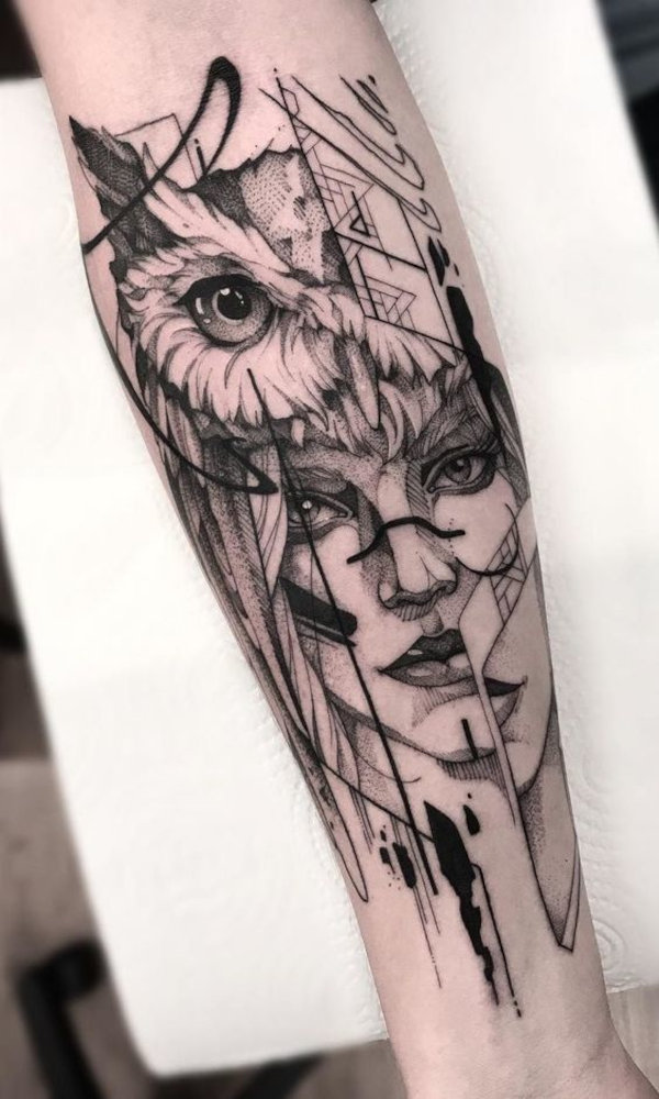 Amit - Owl woman tattoo photo