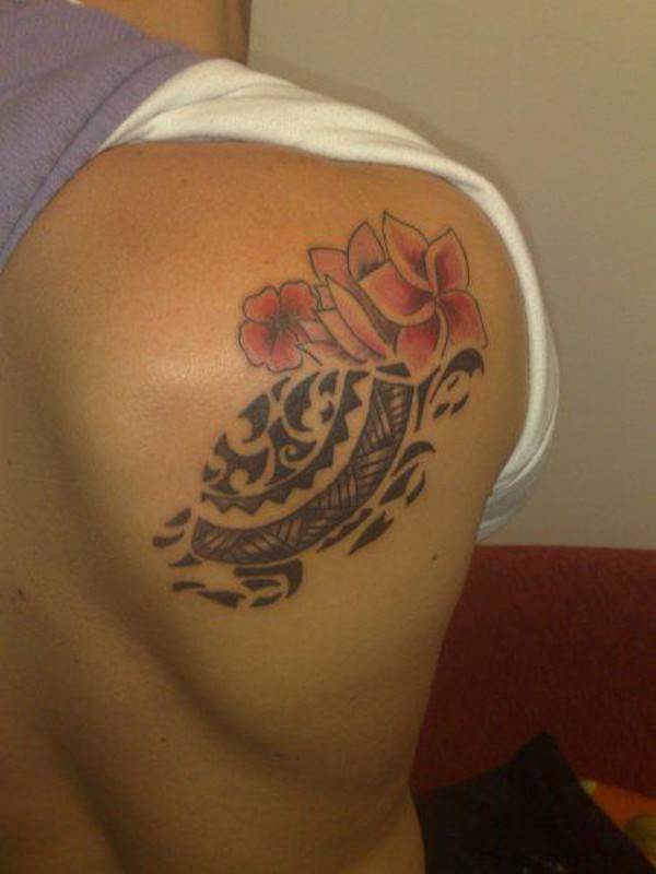 Andrew - Flowers turtle tattoo photo