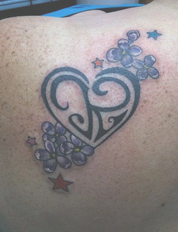 Charmaine - Heart and flowers tattoo photo
