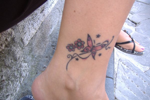 Cristina - Butterfly flowers tattoo photo