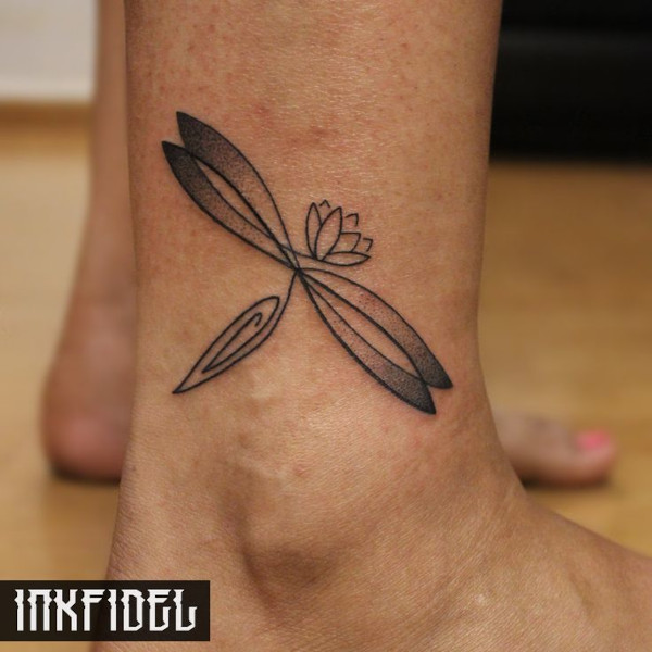 Inkfidel - dragonfly lotus tattoo photo