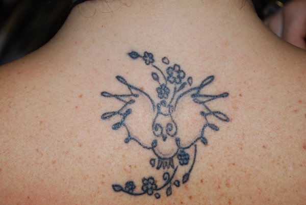 Tiziana - Owl and cherry blossoms tattoo photo