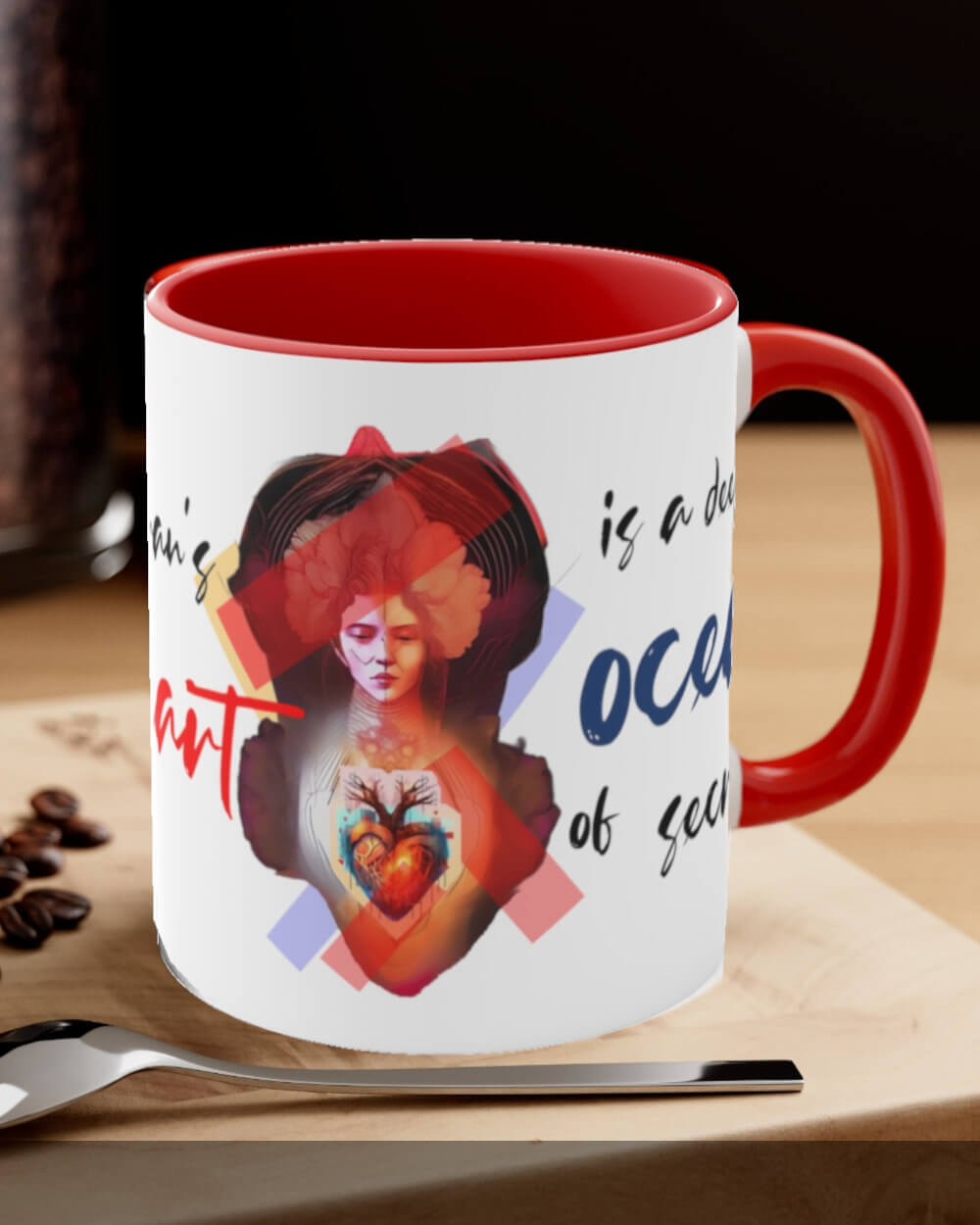 A woman's heart is a deep ocean of secrets ceramic mug