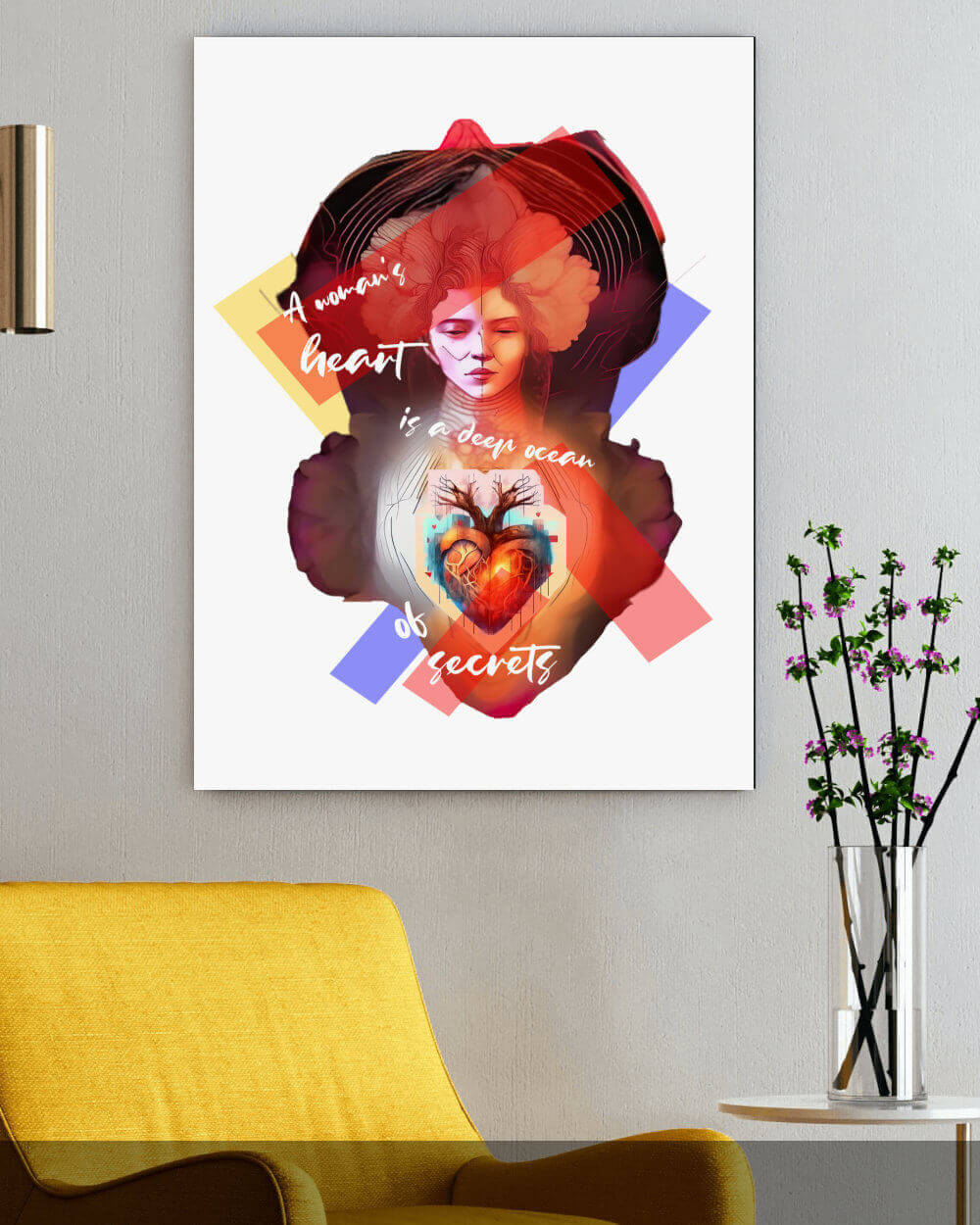 A woman's heart is a deep ocean of secrets premium quality white poster