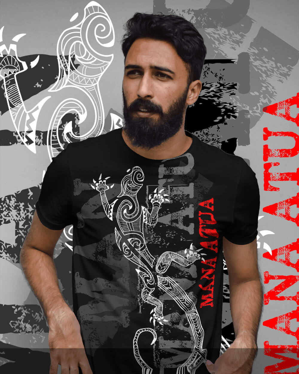 Mana Atua Black T-shirt for man